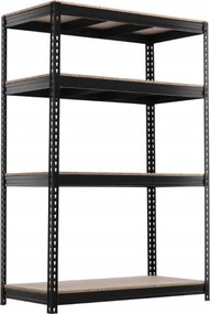 Стелаж за съхранение в черно с 4 рафта 180 x 120 x 60 cm