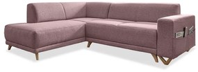 Розов разтегателен/с място за съхранение ъглов диван (ляв ъгъл/L форма) Classy Sophie – Miuform