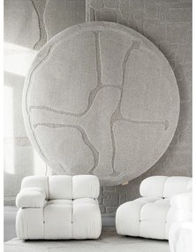 Светлосив вълнен кръгъл килим ø 133 cm Morphic Organica – Agnella