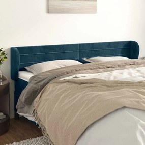 3117342 vidaXL Горна табла за легло с уши, тъмносиня, 163x23x78/88 см, кадифе