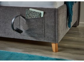 Сиво тапицирано ъглово детско легло 140x200 cm без ламелно дъно Fun – Meise Möbel