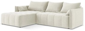 Бежов разтегателен ъглов диван с място за съхранение (ляв ъгъл) Moku – Makamii