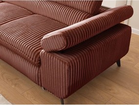 Теракотен ъглов диван от рипсено кадифе (ляв ъгъл L форма) Marbeya – Ropez