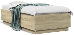 3209760 vidaXL Рамка за легло, дъб сонома, 75x190 см, масивно дърво