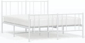 352550 vidaXL Метална рамка за легло с горна и долна табла, бяла, 160x200 см