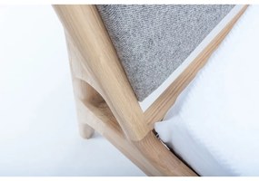 Дъбово двойно легло с тапицерия в сив/естествен цвят 140x200 cm Fawn - Gazzda