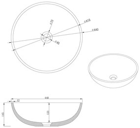 Тъмносива бетонна кръгла мивка ø 44 cm Turf – Sapho