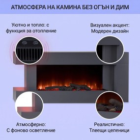 Klarstein Studio Light & Fire 2 Smart, камина, 1000/2000W, MDF, WiFi Контрол