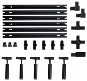 Модерна релсова система за осветление с 5 черни прожектора 1-фазов - Iconic Ivy