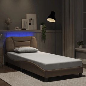 3213903 vidaXL Рамка за легло с LED без матрак Hvar, капучино, 90x190 см