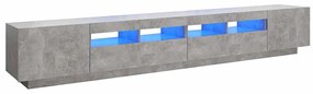 3081919 vidaXL ТВ шкаф с LED осветление, бетонно сив, 260x35x40 см