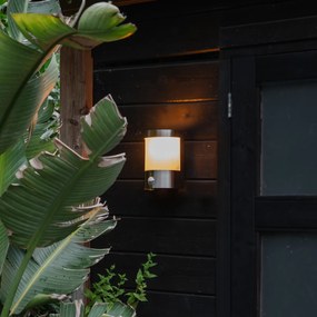 Модерна стенна лампа за открито от неръждаема стомана с датчик за движение IP44 - Mira