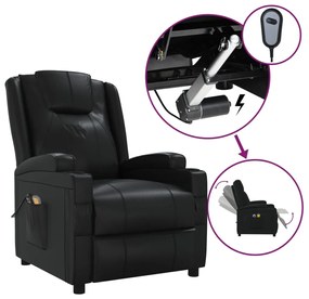 3073795 vidaXL Електрически масажен стол, черен, изкуствена кожа