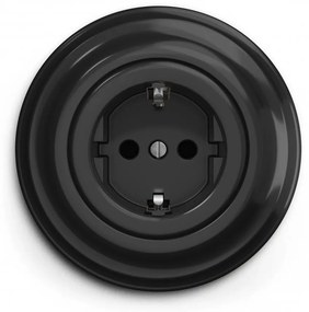 Kliklap - Ретро стенен контакт с рамка SCHUKO 230V/16A, черен