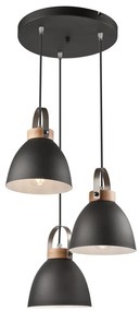 Черна висяща лампа за 3 крушки Danielle - LAMKUR