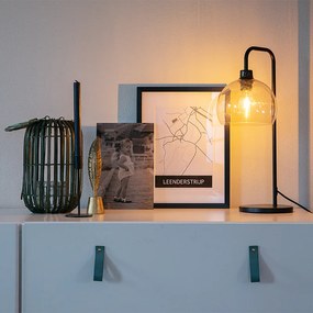 Модерна настолна лампа черна с опушен абажур - Maly