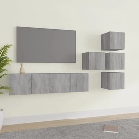 3120300 vidaXL Комплект ТВ шкафове от 6 части, сив сонома, инженерно дърво