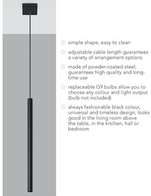 Черно висящо осветително тяло Единично Fideus - Sollux