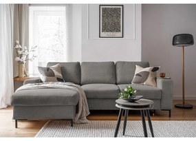 Сив разтегателен ъглов диван от рипсено кадифе (ляв ъгъл) Lofty Lilly – Miuform