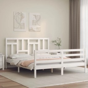 3194967 vidaXL Рамка за легло с табла бяла 5FT King Size масивно дърво