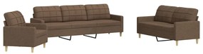 3278290 vidaXL Комплект дивани 3 части кафяв текстил
