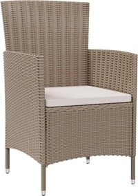 316684 vidaXL Градински столове с възглавници, 2 бр, полиратан, бежови