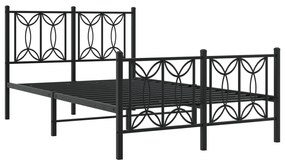 376143 vidaXL Метална рамка за легло с горна и долна табла, черна, 120x190 см