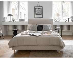 Бежово тапицирано двойно легло и решетка 180x200 cm Sleepy Luna - Miuform