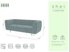 Тъмно сив диван от кадифе , 210 см Shel - Ghado