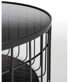 Черна кръгла масичка за кафе със стъклен плот 80x80 cm Lance – White Label