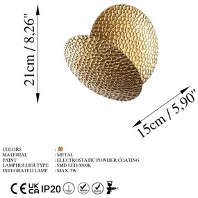 LED стенна лампа в златист цвят ø 21 cm Yosma – Opviq lights