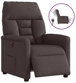 3303017 vidaXL Електрически реклайнер стол, тъмнокафяв, текстил