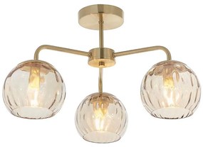 Endon 91968 - Повърхностно монтиран полилей DIMPLE 3xE14/25W/230V златист/димчато бежов