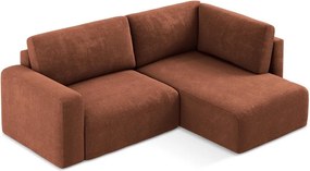 Теракотен шенилов сгъваем/с място за съхранение ъглов диван (десен ъгъл/L форма) Kona – Makamii