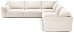 Бежов кадифен ъглов диван Vanda – Mazzini Sofas