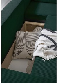 Тъмнозелен разтегателен ъглов диван от рипсено кадифе (десен ъгъл) Brave Dave – Miuform