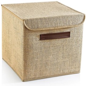 Светлокафява кутия за съхранение с капак от юта 30x30x30 cm – Mioli Decor