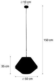 Модерен висящa лампa бронз с двоен кадифен абажур с дизайн на листа и бежов цвят - Combi 1