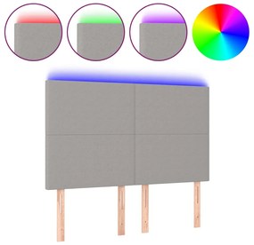 3122142 vidaXL LED горна табла за легло, светлосива, 144x5x118/128 см, плат