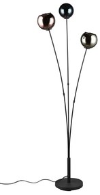 Черна подова лампа с гланц (височина 150 см) Sheldon - Trio