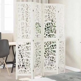 358738 vidaXL Разделител за стая, 4 панела, бял, дърво пауловния масив