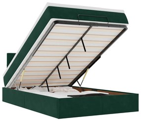 3312617 vidaXL Османска легло с матрак и LED, тъмнозелено, 120x200 см, кадифе