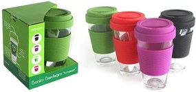 Lav - Стъклена чаша със силиконов капак 325мл различни цветове