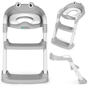 Детска тоалетна седалка ECOTOYS сива със стъпала и стълба