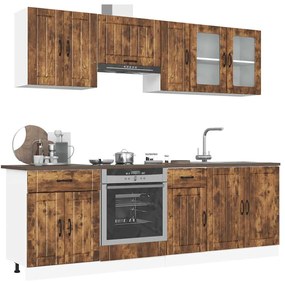 3314836 vidaXL Комплект кухненски шкафове от 8 части "Lucca" опушен дъб, инженерна дървесина