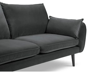 Тъмно сив кадифен диван с черни крака , 198 см Lento - Kooko Home