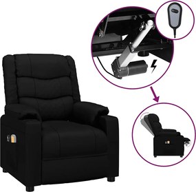 3143456 vidaXL Електрически масажен стол, черен, изкуствена кожа