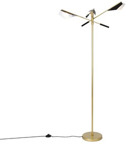 Дизайнерски подов лампа черен със злато 3-светлина - Sinem