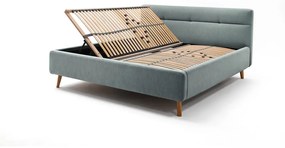Синьо тапицирано двойно легло с място за съхранение и с решетка 180x200 cm Lotte - Meise Möbel