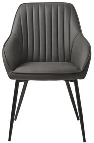 Тъмносиви тапицирани трапезни столове в комплект с подлакътници 2 бр. Nolan Stripe – Unique Furniture